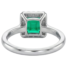 Colombian Emerald Princess Cut Precious Stone Ring in 14 Karat Two Tone Gold – back view