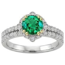Gemstone Ring Two-Tone 14K Gold with Fine Emerald – angle view