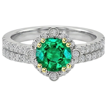 Gemstone Ring Two-Tone 14K Gold with Fine Emerald – profile view