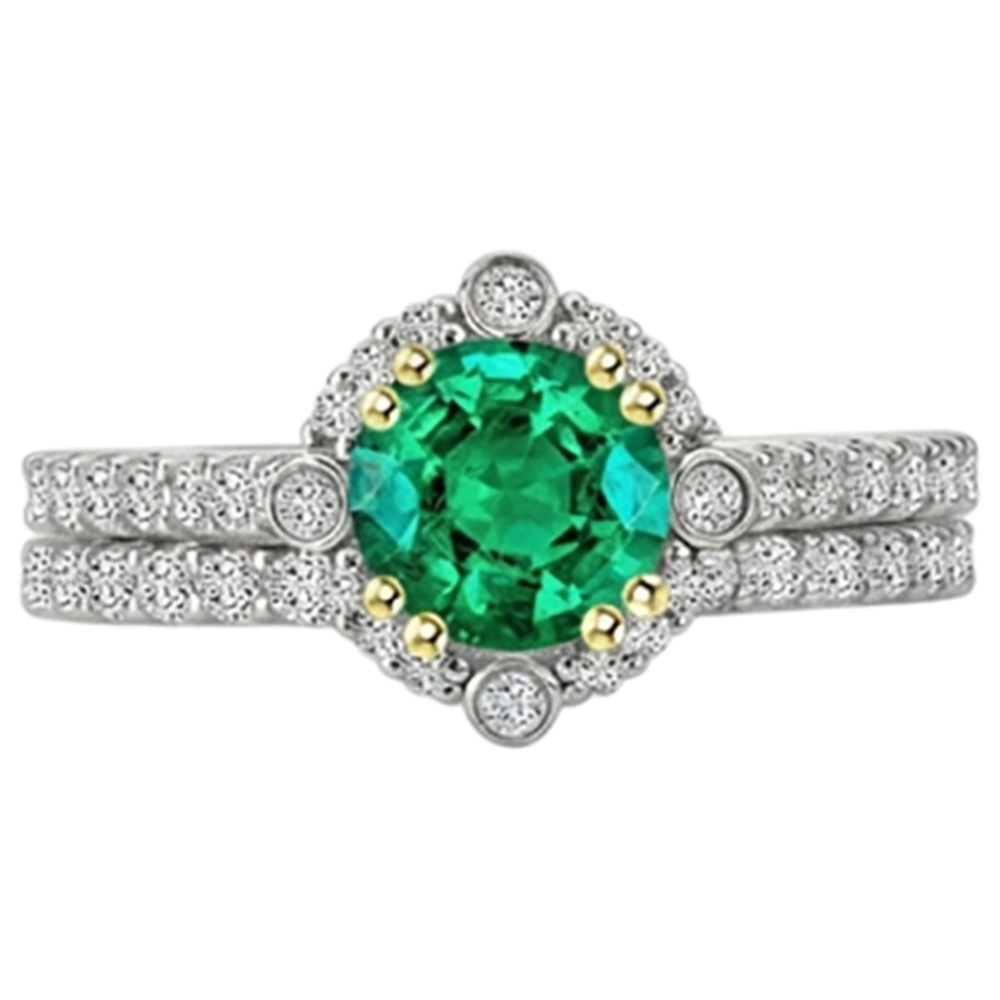 Real Fine Emerald Gemstone Ring – top view