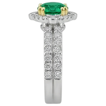 Gemstone Ring Two-Tone 14K Gold with Fine Emerald – back view