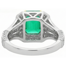 Emerald Cut Emerald ring in 14 Karat Two Tone Gold – top view