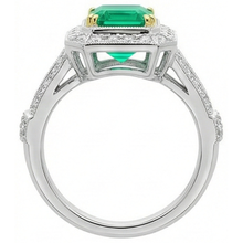 Emerald Emerald Cut Gemstone Ring in 14 Karat Two Tone Gold – profile view