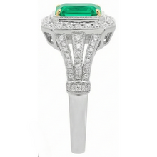 Emerald Gemstone Ring 4-ct 14 Karat Two Tone Gold – angle view