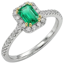 Fine Emerald Precious Stone Ring 1.50-ct 14K Two Tone Gold – side view
