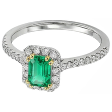 Authentic Fine Emerald Precious Stone Ring 1.50 ct 14K Two Tone Gold – angle view