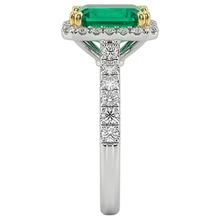 Gemstone Ring 14 Karat Two Tone Gold with Fine Emerald – top view