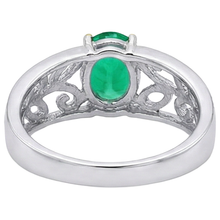 Colored Stone Ring Two-Tone 14K Gold with Colombian Emerald – back view