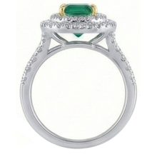 Green Emerald Natural Earth Mined DIAMOND ( NOT LAB GROWN ) Engagement Ring Two Tone 3.70 Carats