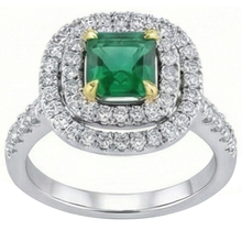 Green Emerald Natural Earth Mined DIAMOND ( NOT LAB GROWN ) Engagement Ring Two Tone 3.70 Carats
