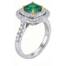Green Emerald Natural Earth Mined DIAMOND ( NOT LAB GROWN ) Engagement Ring Two Tone 3.70 Carats