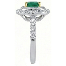 Green Emerald Natural Earth Mined DIAMOND ( NOT LAB GROWN ) Engagement Ring Two Tone 3.70 Carats