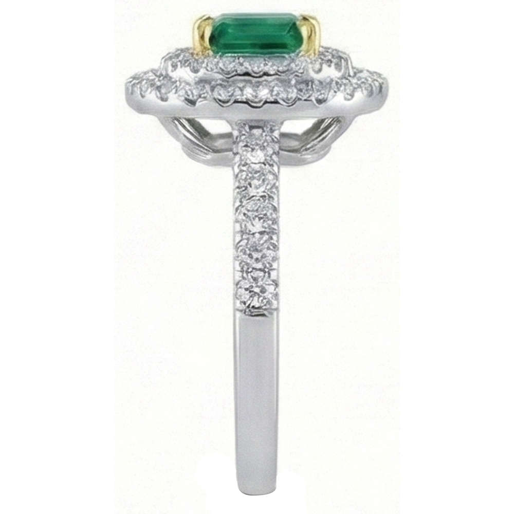 Green Emerald Natural Earth Mined DIAMOND ( NOT LAB GROWN ) Engagement Ring Two Tone 3.70 Carats