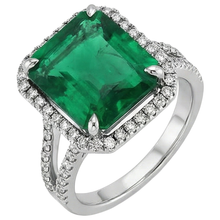 Green Emerald Natural Earth Mined DIAMOND ( NOT LAB GROWN ) Gemstone Engagement Ring 10.50 Carat WG 14K