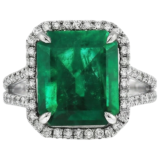 Green Emerald Natural Earth Mined DIAMOND ( NOT LAB GROWN ) Gemstone Engagement Ring 10.50 Carat WG 14K