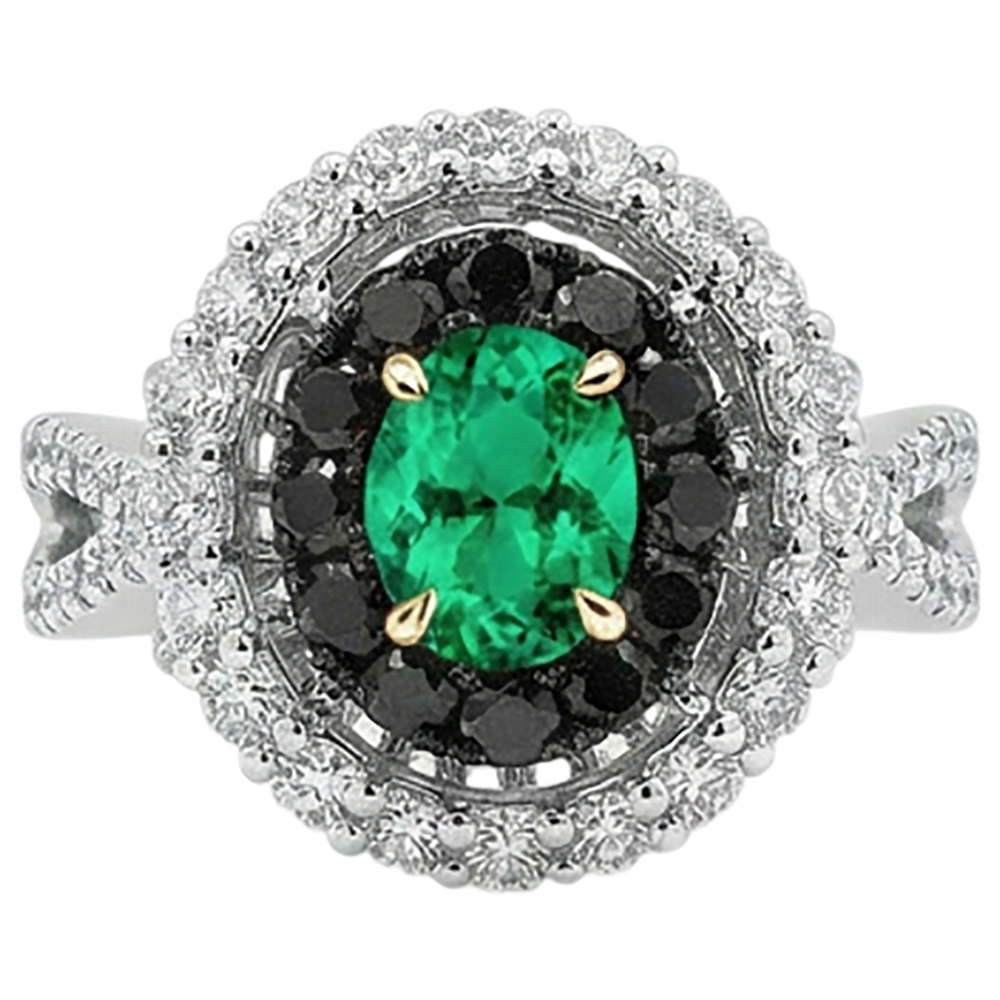 Authentic Fine Emerald Precious Stone Ring – front view