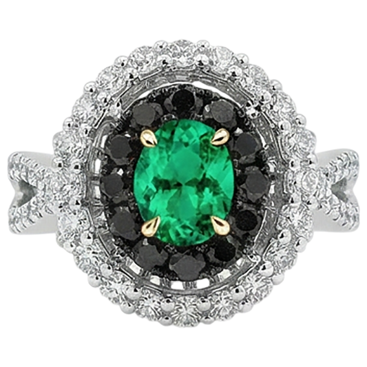 Authentic Fine Emerald Precious Stone Ring – front view