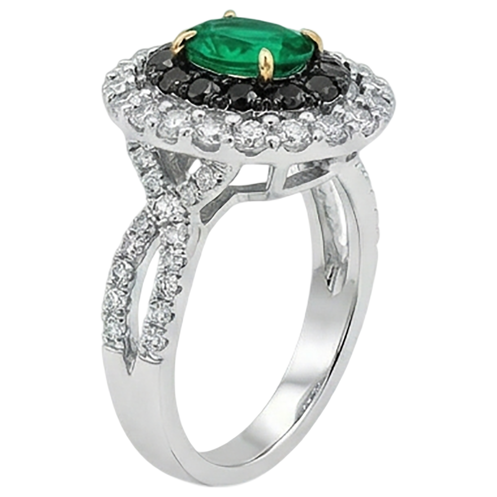 Authentic Fine Emerald Precious Stone Ring – top view