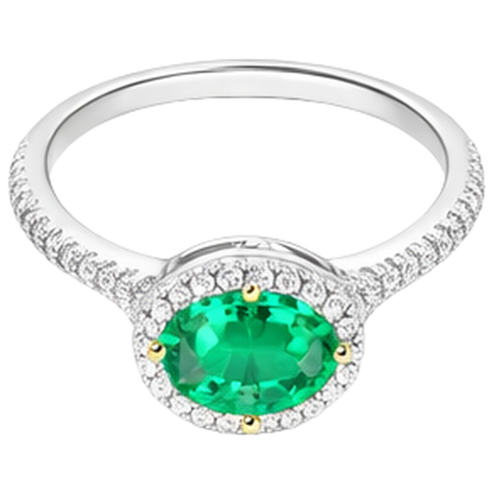 Emerald Colored Stone Ring 2-ct 14K Two Tone Gold – top view