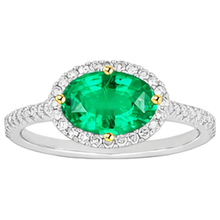 Emerald Colored Stone Ring 2-ct 14K Two Tone Gold – side view