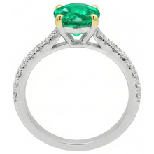 Oval Emerald ring in Two-Tone 14K Gold – angle view