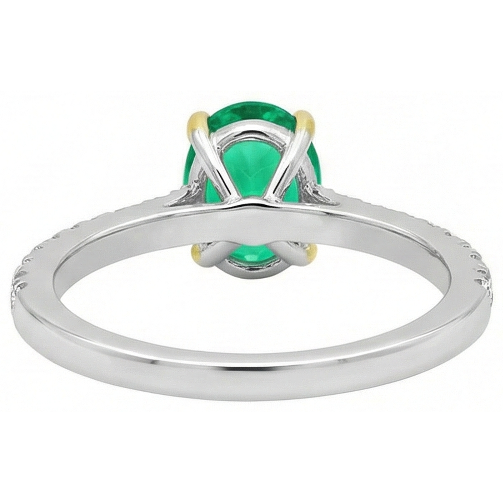 Fine Emerald Colored Stone Ring 2 ct – profile view