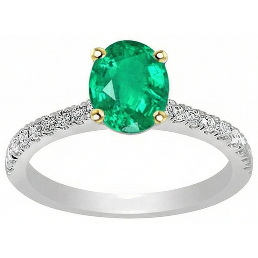 Real Emerald Colored Stone Ring – front view