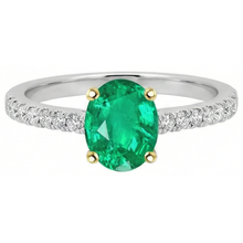 Emerald Colored Stone Ring 2-ct Two-Tone 14K Gold – side view