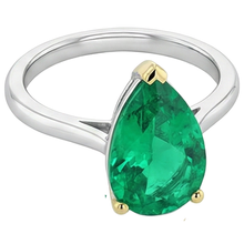 Colombian Emerald Precious Stone Ring 3-ct Two-Tone 14K Gold – front view