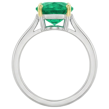 Pear Cut Colombian Emerald ring in Two-Tone 14K Gold – top view