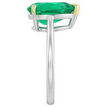 Natural Colombian Emerald Precious Stone Ring 3 ct Two-Tone 14K Gold – profile view
