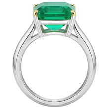 Colored Stone Ring Two-Tone 14K Gold with Emerald – top view