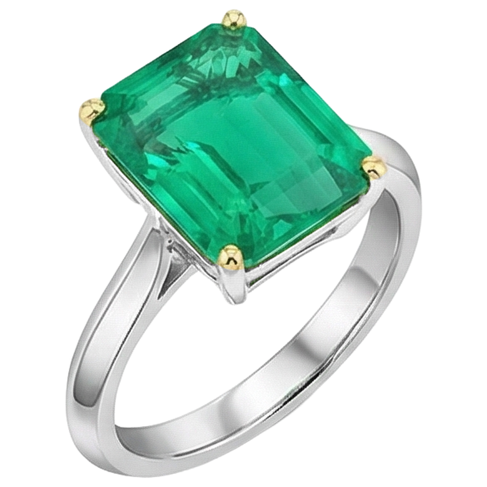 Brilliant Emerald Colored Stone Ring 4 ct – front view