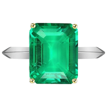 Emerald Colored Stone Ring 4-ct Two-Tone 14K Gold – side view