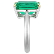 Colored Stone Ring Two-Tone 14K Gold with Emerald – profile view