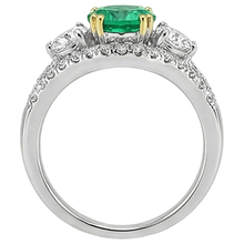 Colombian Emerald Precious Stone Ring 2.50-ct 14 Karat Two Tone Gold – profile view