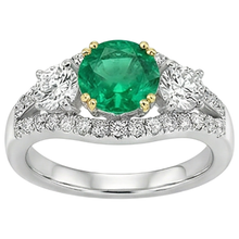 Colombian Emerald Precious Stone Ring 2.50-ct 14 Karat Two Tone Gold – side view
