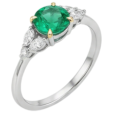 Fine Emerald Colored Stone Ring 2-ct Two-Tone 14K Gold – angle view
