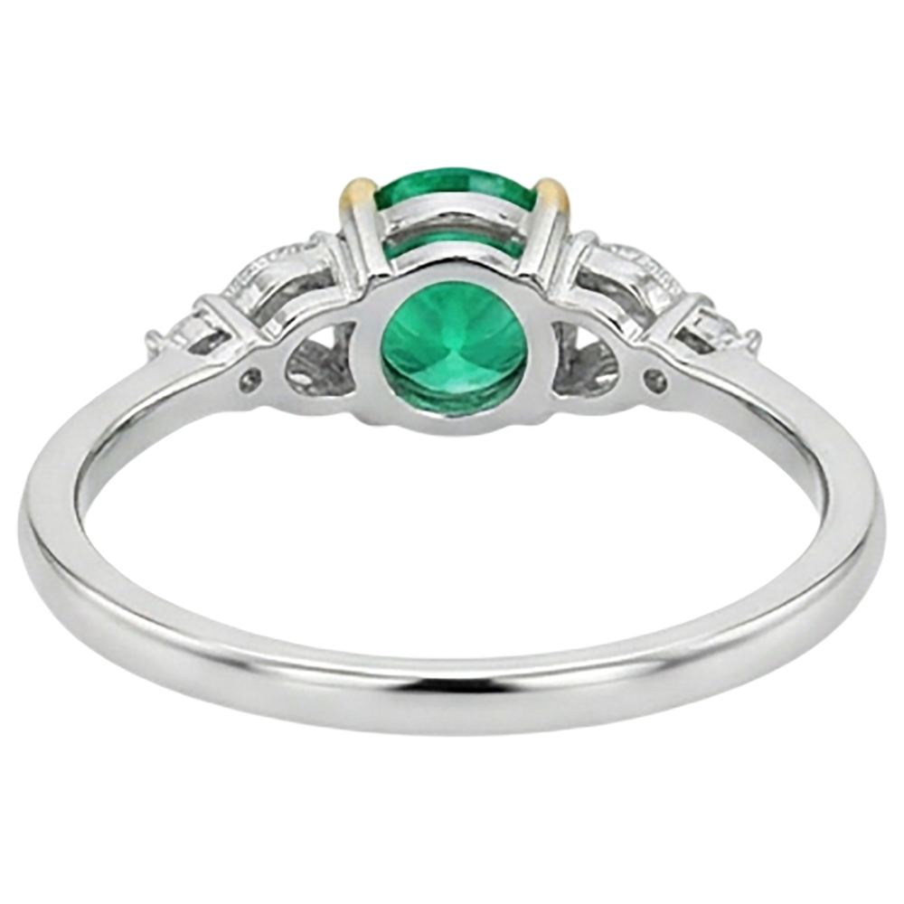 Fine Emerald Colored Stone Ring 2-ct Two-Tone 14K Gold – back view