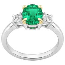 Colombian Emerald Precious Stone Ring 2-ct 14K Two Tone Gold – profile view
