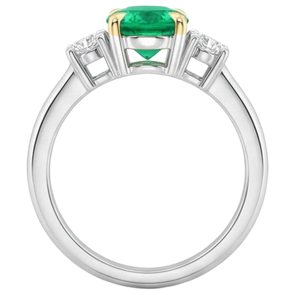 Handcrafted Colombian Emerald Precious Stone Ring 2 ct – back view