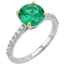 Colombian Emerald Precious Stone Ring 2-ct Two-Tone 14K Gold – side view
