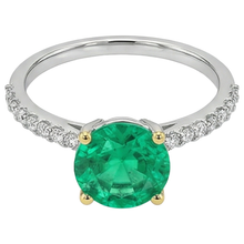 Colombian Emerald Precious Stone Ring 2-ct Two-Tone 14K Gold – angle view