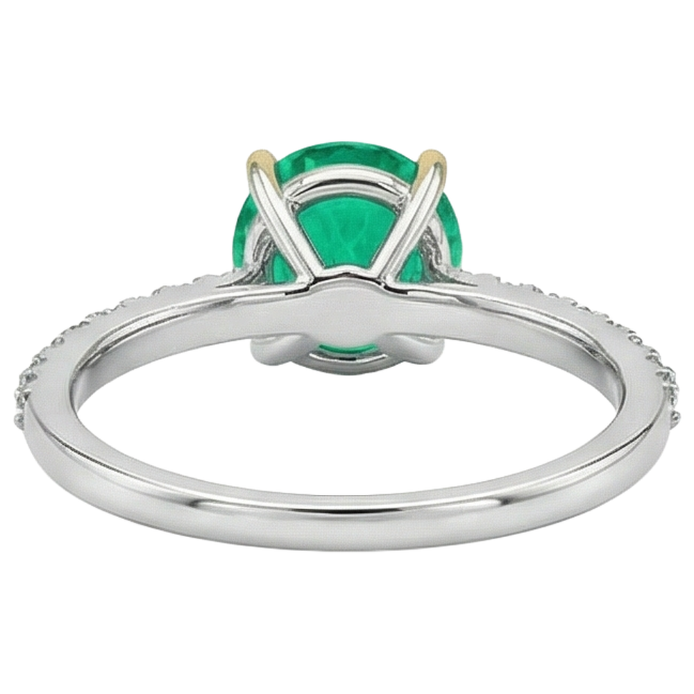 Earth-Mined Colombian Emerald Precious Stone Ring – back view