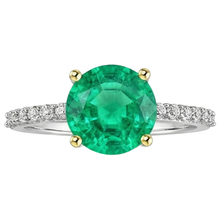Earth-Mined Colombian Emerald Precious Stone Ring 2 ct Two-Tone 14K Gold – profile view