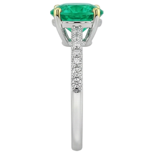 Earth-Mined Colombian Emerald Precious Stone Ring 2 ct Two-Tone 14K Gold – top view