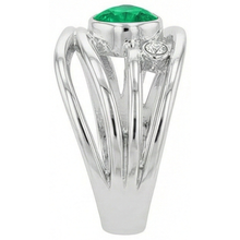 Colombian Emerald Colored Stone Ring 1-ct 14 Karat White Gold – profile view