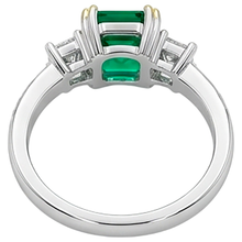Colombian Emerald Precious Stone Ring 2-ct 14 Karat Two Tone Gold – back view
