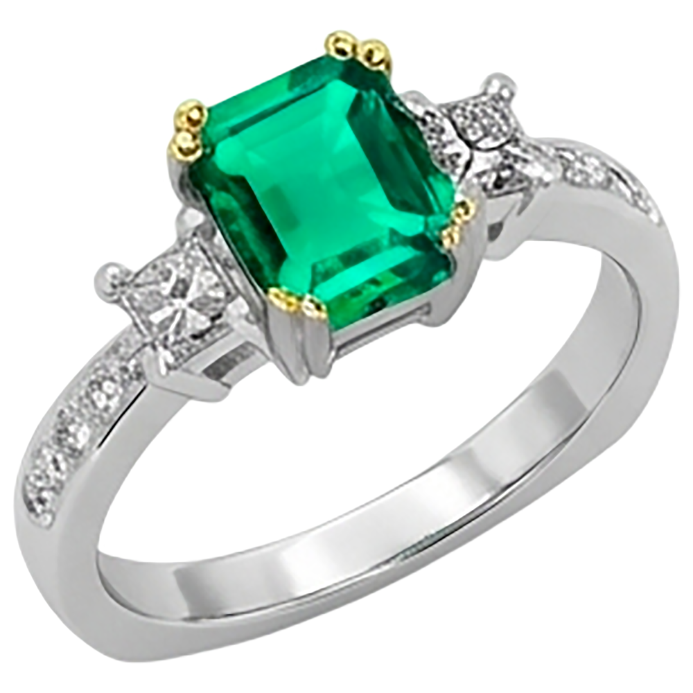 Real Colombian Emerald Precious Stone Ring – side view
