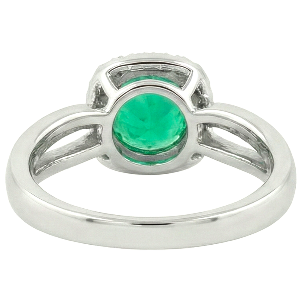 Genuine Emerald Precious Stone Ring 2 ct Two-Tone 14K Gold – back view